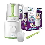 Philips Avent 2-in-1 Babynahrungszubereiter, Dampfgarer, Dampfgaren und Mixen, 800 ml Kapazität, inklusive Rezeptbuch, weiß (Modell SCF870/20)