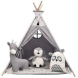 Kinder Spielzelt Teepee Tipi Set für Kinder drinnen draußen Spielzeug Zelt Indianer Indianertipi mit Fenster Tipi mit Zubehör Tipizelt Zoo