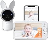 ARENTI Babyphone mit Kamera 2K/3MP, 5 Zoll WiFi Video Babyphone PTZ 355°, IR Nachtsicht, VOX-Modus, 2-Wege-Audio, Nachtlicht, Schlaflieder,Temperaturanzeige, unterstützt Mobile App Steuerung Weiß