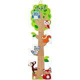alles-meine.de GmbH Messlatte - Holz Motivwahl Baum - Eule & Wald Tiere - inkl. Name - zum Klappen/Falten - von 80 cm bis 155 cm - Meßlatte klappbar - Holzmeßlatte - Kinder..