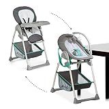 Hauck Baby & Kinder Hochstuhl Sit N Relax, Set inkl. Höhenverstellbares Gestell mit Räder und Korb, Babyliege mit Spielbogen und Kindersitz mit Tablett, Klappbar, Hearts Grau