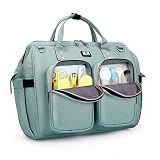 Pomelo Best Wickeltasche mit wasserdicher Wickelunterlage und 2 Kinderwagen Haken verstellbare Schultergurt multifunktionale Umhängetasche Reisetasche für Unterwegs (Mint)