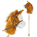Bieco Steckenpferd Kinder Brownie | Hobby Horse Pferde | Steckenpferd Rollen | Steckenpferd Holz Pferd Stab | Stock Pferde Schöne Steckenpferde für Kinder Stockpferd Kleinkind Zubehör