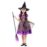 HomeMall Halloween Kinder Kostüm, Hexe Zauberer Kleid und Hut, Halloween Fest Cosplay Kostüme mit für Kinder