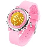 Kinder Digital Sport Uhren-Jungen Mädchen Wasserdicht Armbanduhr Sportuhr mit Wecker Datum Chronograph 7 LED Hintergrundbeleuchtung für Little Jugendliche Jungen - Leichtes Pulver