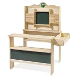 howa großer, massiver Kaufladen für Kinder aus Holz, Stabiler Holzkaufladen mit Lernuhr, Schreibtafeln und 4 Schubkästchen, Kinder Einkaufsladen mit viel Ablageflächen 4741