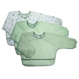 MiaMia Baby Lätzchen 3er Set mit Ärmeln und Auffangschale - Ärmellätzchen mit Klettverschluss, OEKO-TEX® Standard 100 geprüft, wasserabweisend und abwaschbar - Grün
