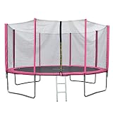 JAWINIO Trampolin Gartentrampolin Trampolin Kinder Komplett-Set Leiter Sprungtuch Randabdeckung (244 cm, Pink)