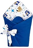 Pepi - Baby Pucksack - Baby Pucktuch 75×75 cm - Pucksack Baby Sommer - Baby Pucksack Winter - Pucksack für Neugeborene - Pucktuch Baby - Baby Kleidung - Einschlagdecke - Blue Bear Mit Velvet