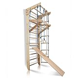 Sportgerät Turnwand Klettergerüst Kinder-3-240 Holz Kinder Gym Kletterwand Sprossenwand mit Stange Fitness - Zertifikat!
