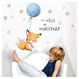Little Deco Aufkleber Spruch sei wild & Fuchs I Wandbild M - 130 x 61 cm (BxH) I Luftballon Wandtattoo Kinderzimmer Junge Tiere Deko Babyzimmer Kinder DL316