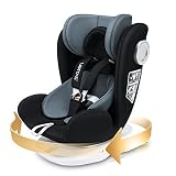 LETTAS Baby Kindersitz 360 Grad drehbar Isofix und Top Tether SIPS Gruppe 0+/1/2/3, 0-12 Jahre, 0-36kg, ECE R44/04, ADAC (Schwarz-2)