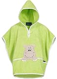 Morgenstern Badeponcho Kinder 1–3 Jahre mit Kapuze – 100% Baumwolle Oeko TEX® Handtuchponcho Kleinkind – Weicher Strandponcho mit Motiv, Farbe: grün