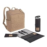 LÄSSIG Baby Wickelrucksack Wickeltasche mit Zubheör veganes Leder/Tender Backpack camel