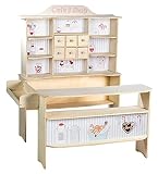 roba 480020 Kaufladen, Kinder Kaufmannsladen 'Café und Shop', Holz, Verkaufsstand 6 Schubladen, Seitentheke und Theke mit liebervoller Bedruckung, Natur/Weiß