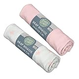 Babycalin Unisex Spannbettuch, Print, Stern/Rosa, 60 x 120 cm (2er Pack)