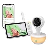 LeapFrog LF815HD smartes Video-Babyphone mit 5-Zoll HD-Farbdisplay, WLAN, Temperatur/Feuchtigkeitssensor, Weitwinkelobjektiv, farbiges Nachtlicht, 8-Fach Zoom, App-Funktion, Wandmontage, Weiss