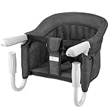 Tischsitz Faltbar Babysitz Baby Hochstuhl Sitzerhöhung für zu Hause und Unterwegs mit Transporttasche (Tischsitz Schwarz)