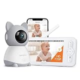 BabyTime Video-Babyphone, 5' Farbdisplay mit 3MP Pan/Tilt Kamera, Babyphone mit Kamera und App Infrarot-Nachtsicht, Zwei-Wege-Audio, Temperatur- und Tonalarm, Smart Nursery Modu