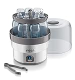 reer Vapomax Vaporisator | Babyflaschen Sterilisator, Dampfsterilisator für bis zu 6 Flaschen, Desinfektion von Babyfläschchen, Schnullern, Beißringen und Zubehör in nur 10 Minuten, ohne Chemikalien