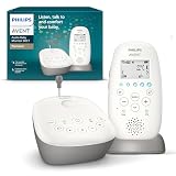 Philips AVENT Audio Babyphone, DECT-Technologie, Eco-Mode, Sternenhimmel, Gegensprechfunktion, Schlaf- und Nachtlieder, 18 Std. Laufzeit, maximale Reichweite, weiß (Modell SCD733/26)