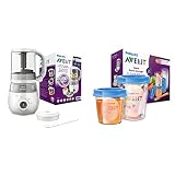 Philips Avent 4-in-1-Babynahrungszubereiter SCF883/01 mit 20er Pack Aufbewahrungsbecher für Babynahrung und Löffel