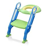 HENGMEI Toilettentrainer Toilettensitz kinder mit treppe für 1-7 jährige Töpfchentraining Toiletten-Trainingssitz, klappbar und höhenverstellbar, Blau+Grün