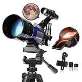 150x Teleskop Astronomie 70mm Fernrohr Teleskop für Kinder Einsteiger Amateur,Astronomen mit Aluminium Stativ Smartphone Adapter