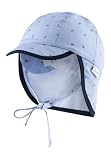 Sterntaler Schirmmütze Nacken Anker - Baby- und Kinder Mütze mit Nackenschutz, Ohrenklappen und Bindeband - UV-Schutz 30 Sonnenmütze mit Futter aus Batist (Bio) - Kopfbedeckung - Himmel, Größe 51