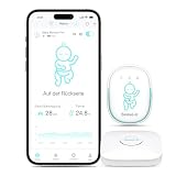 Sense-U Pro Baby-Bewegungsmonitor (große Reichweite): Echtzeitwarnungen bei Bewegungslosigkeit, Umkippen, Überhitzung von überall, Erregungsvibration, akustische und App-Warnungen, einfaches Clip-On