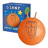 CKB LTD extra-großer Riesen-Hüpfball im Retro-Stil für Erwachsene – aufblasbar mit Fußpumpe, hält bis zu 100 kg, extra groß, 75 cm, orange