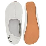 Siegertreppchen Turnschläppchen Leder (Größe 39) Weiß, Gymnastikschuhe für Kinder & Erwachsene - Ballettschuhe atmungsaktiv & rutschfest