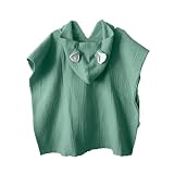 MIMUSELINA Badeponcho Baby – Badeponcho Kinder aus Musselin – Leichter und Saugfähiger Poncho, Schnelltrocknend – Bademantel Kinder (Minze)