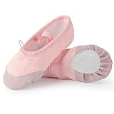 Soudittur Ballettschuhe Mädchen Tanzschuhe Ballerinas Damen Ballettschläppchen Kinder Geteilte Ledersohle in Rosa in Gr. EU 31