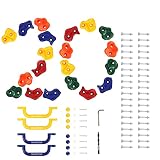 WADEO Klettersteine Kinder Klettergriffe Set 20 Stück Klettersteine für Kletterwand im Set bunt gemischt robuste Klettergriffe für Spielturm Kletterwände Befestigungsmaterial Klettergriffe bunt