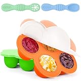 MAMMACITA® Babybrei einfrieren Behälter, Brei einfrieren Behälter, Babynahrung mit 2 Baby Löffel für Baby Led Weaning (BLW). Das ideale Beikost Baby Zubehör Set für Babybrei und als Zahnungshilfe.