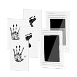 Baby Fußabdruck und Handabdruck Set, Baby Fussabdruck Set - 2 pcs, Hospaop Baby Handprint, Stempelkissen Ungiftig Inkless, Babyhaut kommt nicht mit Farbe in Berührung und für Neugeborene 0-6 Monate