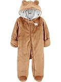 Simple Joys by Carter's Baby Mädchen Jumpsuit aus Fleece mit Füßen, Braun, Bär, 0 Monate
