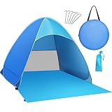 Karvipark Strandmuschel, Tragbar Extra Light Strandzelt, Sun Shelter für 2-3 Personen, Einschließlich Tragetasche und Zeltpflöcke, UV-Schutz, Beach Zelt für Familie, Strand, Garten, Camping (Blau)