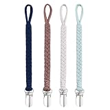BASICSLIFE Schnullerkette Baby for Junge, 4 Pack BPA-FREI Schnuller Halter Leinen Set, Passt Alle Schnuller Baby Zahnen Spielzeug, Baby Dusche (For Junge)