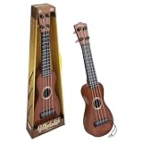 TSLBW Gitarre für Kinder 38 cm Ukulele-Gitarre Anfänger Kindergitarre Musikspielzeug Ukulele Instrument Musik-Ukulele-Gitarre mit 4 verstellbaren Saiten Mini-Gitarre und Plektren Dark brown