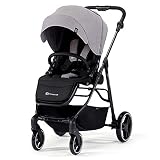 Kinderkraft Kinderwagen VESTO, Sportwagen, Buggy, Zusammenzuklappen, mit 4 Rad Dämpfung, UPF 50+ Filter, Praktische Zubehör, Schlaffunktion, von Geburt, Grau