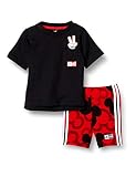 adidas GM6939 INF DY MM Sum 2 Sport Set Baby-Boys top:Black/White Bottom:Vivid red s21/black 3-6M