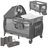 Lionelo Sven Plus 4 in 1 Baby Bett ab Geburt bis 15 kg Wickelauflage Moskitonetz luftige Seitenwände mit Seiteneingang Tragetasche zusammenklappbar