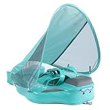 HECCEI Schwimmring Baby Schwimmhilfe Hinzufügen Schwanz Niemals Kippen, Mambobaby Schwimmreifen mit Sonnendach Baby Floating Ring, Perfekt Schwimmtrainer für Kinder 3 Monate bis 24 Monate (Grün)