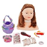 Götz 1192053 Haarwerk mit braunen Haaren und braunen Augen - 28 cm hoher Frisierkopf- und Schminkkopf in 57-teiligen Set - geeignet für Mädchen ab 3 Jahren