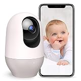 nooie Babyphone, 360 Baby Kamera WLAN, Baby Monitor with Camera, Babyphone mit Kamera und Handy App, 1080P HD Nachtsicht, KI-Tracking, Gegensprechfunktion, Kompatibel mit Alexa und 2.4Ghz WiFi