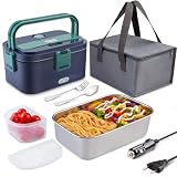 Kimfead Lunchbox Elektrisch 1,8l Elektrische Lunchbox 60W Electric Lunch Box 12v 24v 220v Elektrische Brotdose ThermobehäLter Für Auto Lkw Büro(Grün)