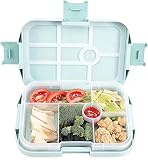 Kinder Lunchbox | Bento Box mit Fächern | Brotdose Kinder | Robuste Brotbox mit 6 Fächer Unterteilung | Kinder Jausenbox Kindergarten Schule (Blau)