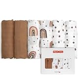 GLLQUEN BABY Musselintücher für Babys, 6 Stück Spucktücher aus Baumwolle 70 cm x 70 cm, saugfähig und atmungsaktiv und ideal zum Reinigen, Abwischen und Abdecken von Neugeborenen